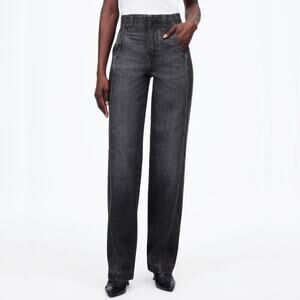 Madewell Tapered Denim Trousers in Robles Wash High Rise Black Jeans Sz 28